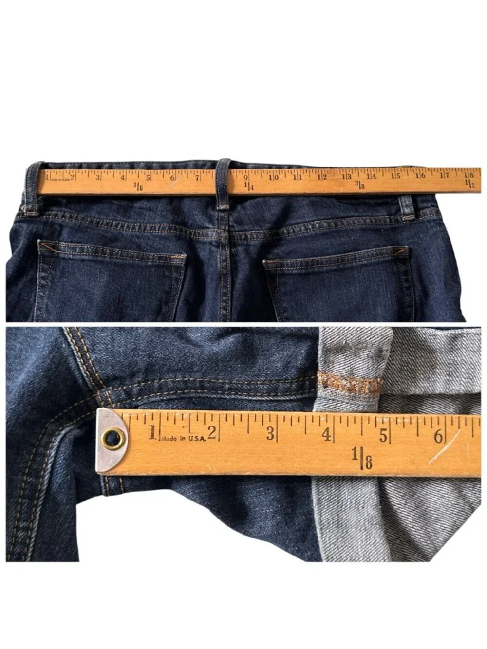 Gap 1969 Real Straight Denim Shorts 31 Indigo Rinse Mid Rise Cuffed Stretch
